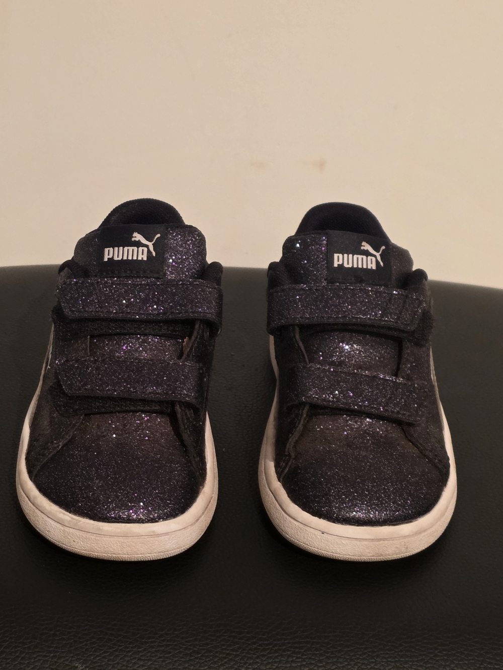 PUMA Kids' Glitter Velcro Sneakers - Black/Purple
